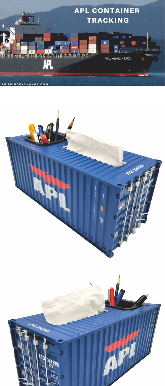 美总航运apl集装箱模型纸巾盒笔筒 1:20货柜模型 船公司货柜模型logo